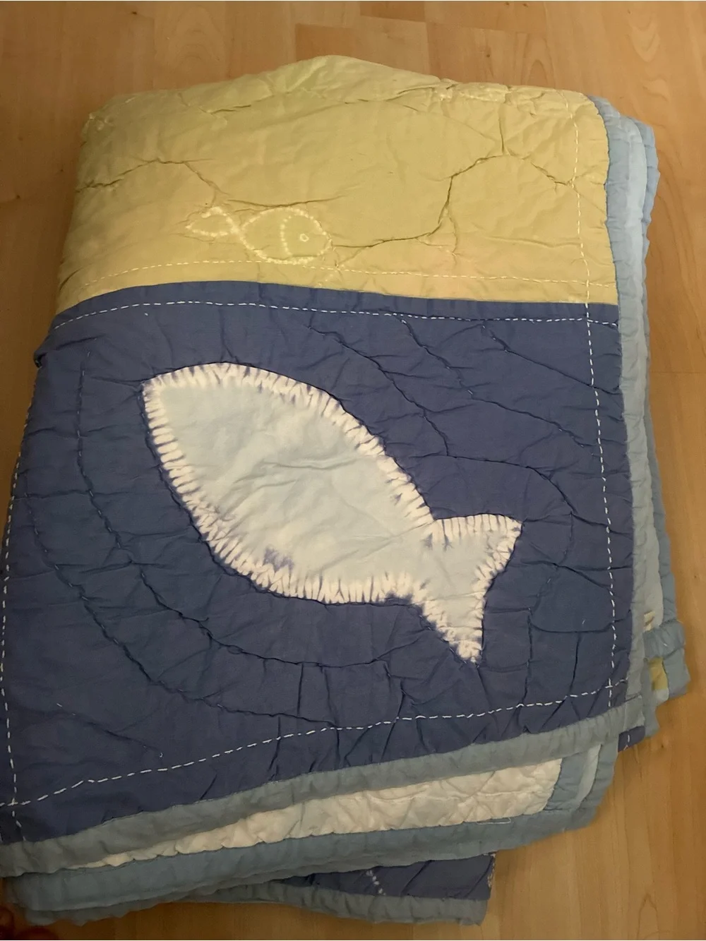 Light Blue and Lime Patchwork Quilt - Home Bedding Pottery Barn Kids Twin 68x 86